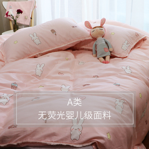 卡通双层纱动物纯棉面料被套单件被罩可爱兔子儿童床上用品可订做