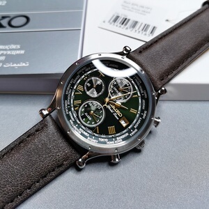 日本精工seiko航海家石英男手表防水闹钟指针式spl057p1绿色世界