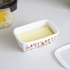 PAGOO搪瓷日式带盖保鲜盒冰箱冷藏盒备菜盘料理盘便当盒黄油盒