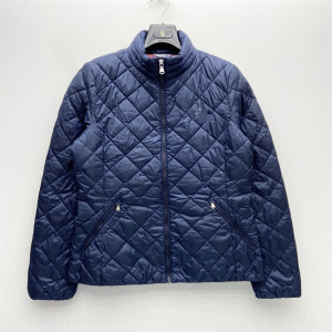 女士聚酯纤维防水面料修身立领羽绒服 菱格白鸭绒拉链外套