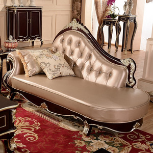 欧式贵妃沙发美式黑檀卧室美人榻新古典象牙白别墅洽谈休闲老虎椅