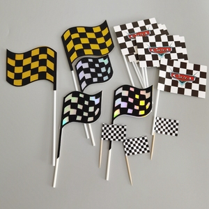 电动遥控赛车汽车摆件装扮黑白棋大小号烫金银色生日快乐蛋糕搭配