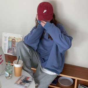 雾霾蓝上衣女大码