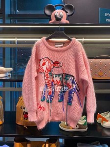 国内现货gucci古驰明星同款女士粉色小羊肖恩流苏马海毛针织毛衣