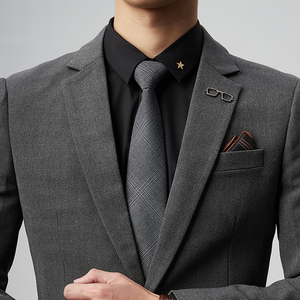 拉链领带男正装商务衬衫免打结灰色领带结婚新郎男士高端休闲手打