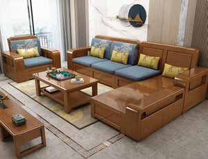 现代中式实木沙发客厅全实木夏冬两用小户型储物沙发组合木质家具