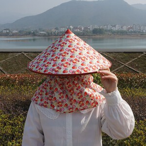 下地干农活防晒帽大沿斗笠防雨遮阳披肩太阳帽子遮脸护颈采茶户外