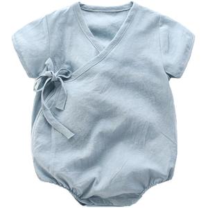婴儿衣服纯棉纱布夏装新生儿和尚服夏薄款包屁衣宝宝三角连体哈衣