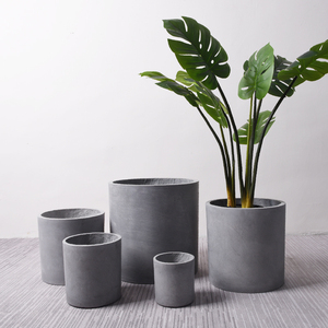 北欧简约风格圆柱形水泥花盆客厅绿植高筒落地大号透气清仓包邮