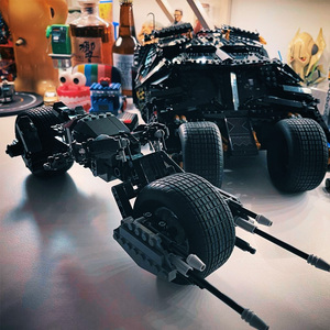 中国积木蝙蝠摩托模型男孩蝙蝠侠战车装甲车机甲拼装玩具影盒 MOC
