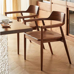 现代简约全实木椅子餐椅家用靠背凳子轻奢高级办公会议广岛椅茶椅