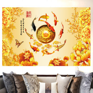 图花开富贵吉祥图客厅办公室背景墙装饰海报自粘贴纸墙画7人付款10