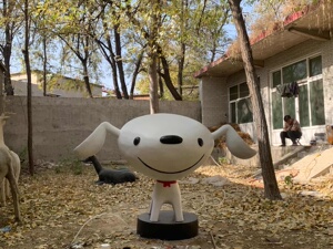 人气玻璃钢京东狗雕塑定制企业形象卡通公仔店铺商场门店摆件美陈