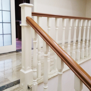 实木楼梯定制 整体实木楼梯原木扶手栏杆定做成都别墅l型复式跃层