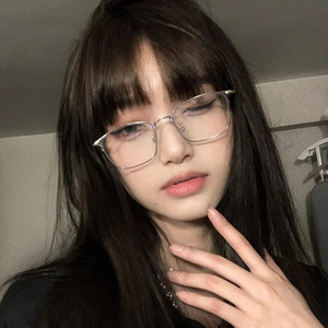 复古眉毛款长方形窄框眼镜框架女中性冷淡风可配近视镜片眼睛框