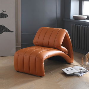 真皮牛皮pu皮坐躺沙发椅接待室办公室会客现代商务单人椅靠背可调