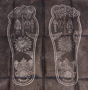 释迦如来双迹灵相图释迦摩尼足迹拓片墨拓西安碑林佛画像