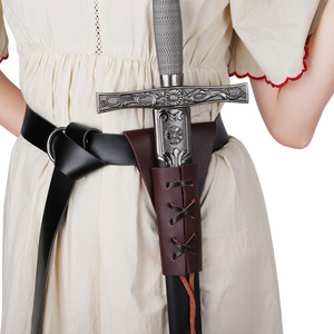 中世纪皮具佩剑腰带维京战斗骑士皮带PU皮革刀剑皮套剑带
