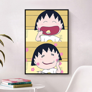 数字油画diy油彩画动漫人物 樱桃小丸子手绘装饰画手工丙烯画治愈