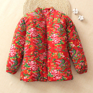大花布纯棉花棉袄手工复古女士红色服结婚居家内胆过冬加厚内外穿