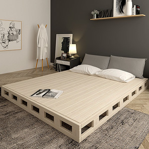定做实木硬板床垫木板护腰床架1.5双人1.8米硬榻榻米排骨架地台床