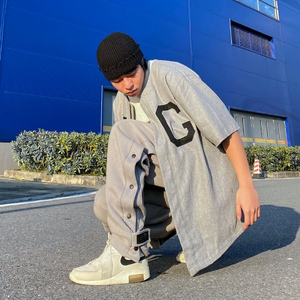 fog fear of god 高街第七季th7宽松棉麻fg字母棒球短袖t恤衬衫男