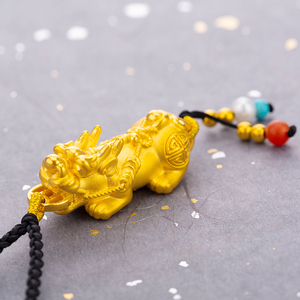 黄金貔貅吊坠男3d硬金足金999招财皮丘转运珠情侣项链女纯金金饰