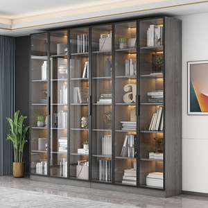 书柜现代轻奢客厅书柜一体整面墙轻奢定制大书柜实木储物手办柜