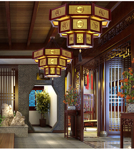 中式实木大吊灯中国风古典大气餐厅酒店别墅大堂大厅包间建筑灯饰