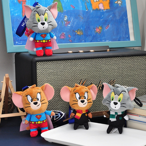 正版超人猫和老鼠毛绒公仔钥匙扣卡通儿童学生玩偶书包挂件礼品