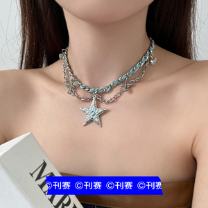 KANSAI重工星星蝴蝶蜡绳精致项链男女中性欧美时尚街头个性锁骨链