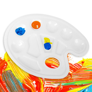 10孔椭圆调色盘水彩水粉丙烯颜料调色幼儿园绘画用品配色碟调色板