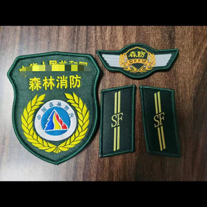 森林消防臂章魔术贴领章胸章三件套森林肩章配饰军迷收藏纪念