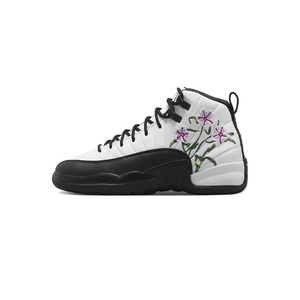 耐克Nike Air Jordan 12 AJ12女子黑白花卉刺绣篮球鞋DR6956-100