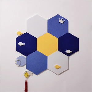 六边形自粘毛毡留言板创意照片墙贴幼儿园作品展示公司背景墙装饰
