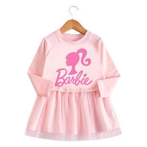 芭比娃娃衣服女童连衣裙2024新款秋装洋气裙子网纱儿童长袖公主裙