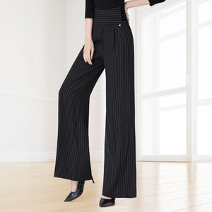 丹宝罗女裤拉丁舞高腰裤黑色交谊舞阔腿裤女士舞蹈裤子伦巴舞服装