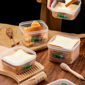 日本进口吐司收纳盒面包水果保鲜盒冰箱冷冻专用盒食品级密封盒子