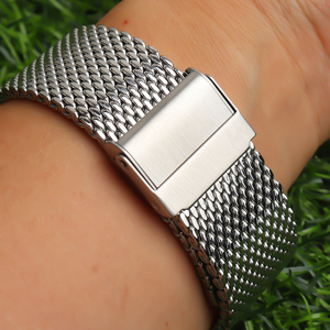 米兰表带钢带手表链编织网状不锈钢表带男钢带金属保险扣20mm22mm