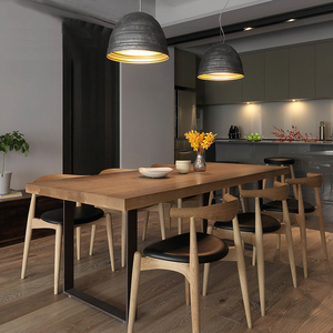 北欧实木餐桌家用客厅咖啡店现代简约洽谈桌书桌长方形餐桌椅组合