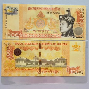 【亚洲 】全新unc 2016年 不丹1000努尔特鲁姆 纸币 亚洲钱币