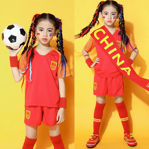 男女同款中国队儿童足球服套装小学生女足足球训练服球衣定制队服
