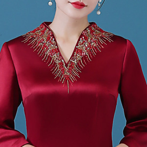 贵夫人喜妈妈婚宴装秋冬款婚礼服高贵礼服六礼2021年新款高档婆婆