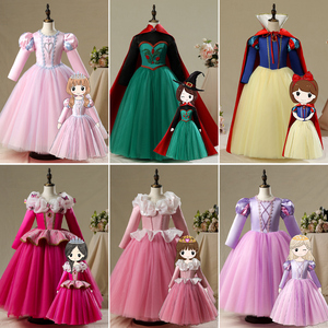 冰雪奇缘爱莎公主裙白雪公主连衣裙安娜灰姑娘长发苏菲亚连衣裙子