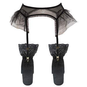 复古吊带袜丝袜一体 性感网纱 日系情趣套装超薄透明黑色蕾丝诱惑
