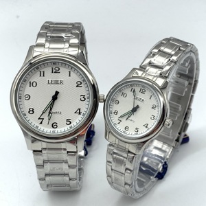 LEIER雷尔手表 不锈钢进口机芯石英表 中老年男女数字面防水腕表