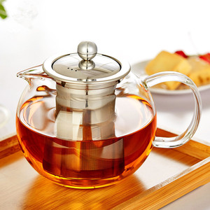 玉兰香圆趣壶P-026耐热过滤玻璃花茶茶具不锈钢红茶冲茶器泡茶壶