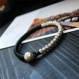 「美作小集」新款泰国手工大银珠半绳编织手链 催财辟邪转运珠