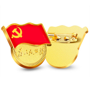 直销金属为人民服务党徽别针徽章党员胸章定制磁铁扣大号胸牌定做