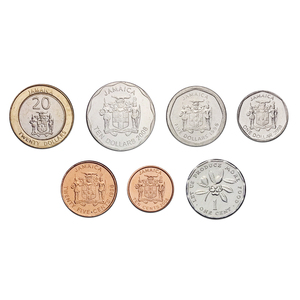 【Y-1】外国硬币 牙买加7枚硬币套币 年份随机 全新品相 含双色币